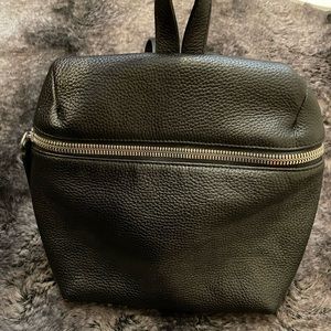Kara black leather small backpack